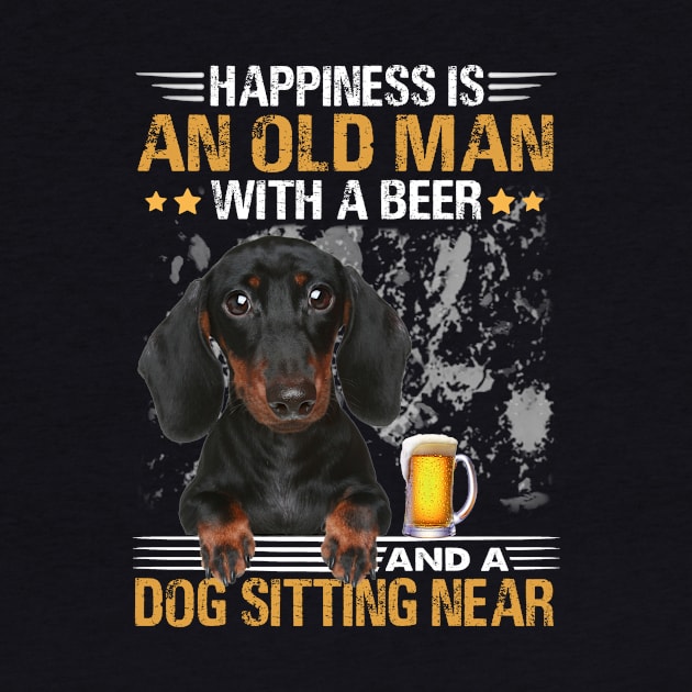 Happiness Is An Old Man With A Beer And A Dachshund Sitting Near by Magazine